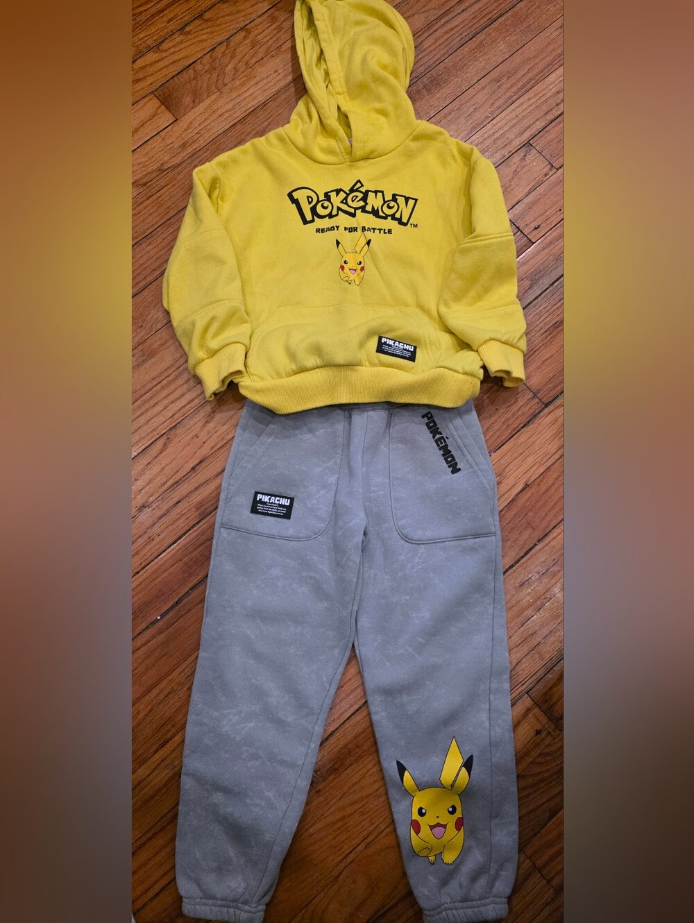 Pokemon Kids Gray Joggers with Pikachu Graphic